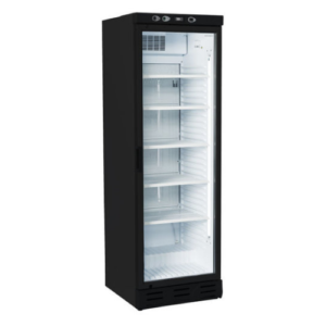 Flessenkoelkast met glazen deur 400L zwart